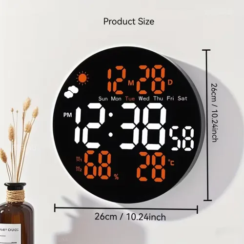 Horloge Murale Numérique LED  Écran Large avec Télécommande