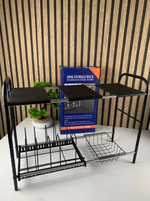 Étagère de Rangement Sous Évier Réglable et Extensible 2 Niveaux