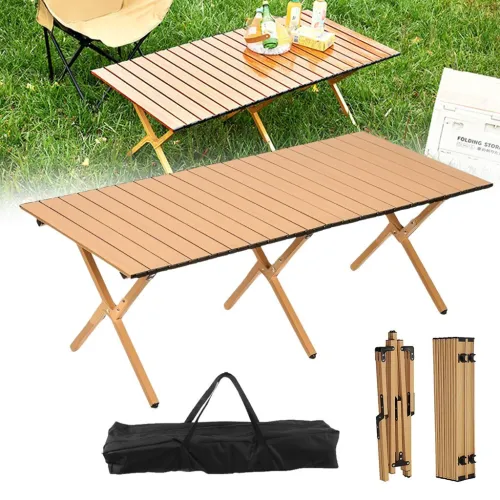 Table Pliable Outdoor Aluminium  Style Bois Élégant