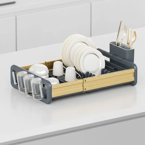 Égouttoir à Vaisselle Extensible 62118  Aluminium Durable pour Cuisine