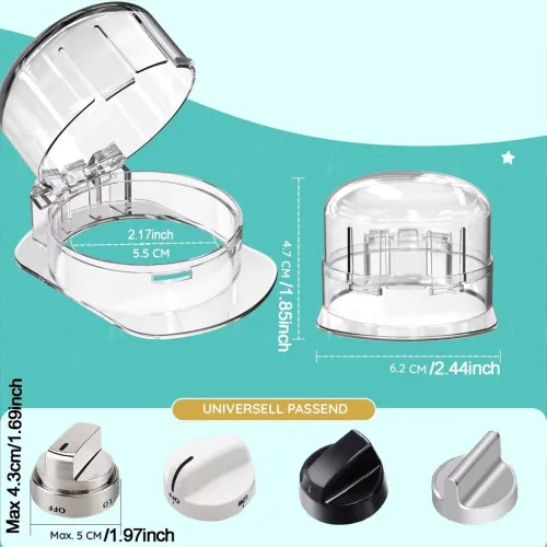 Pack de 4 Protections Transparentes pour Boutons de Plaque à Gaz
