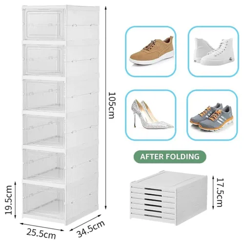 Rangement Chaussures Transparent Pliable 6 Étages