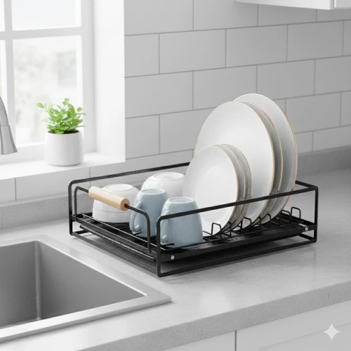 Égouttoir à Vaisselle avec Poignées en Bois  Design Élégant pour Cuisine