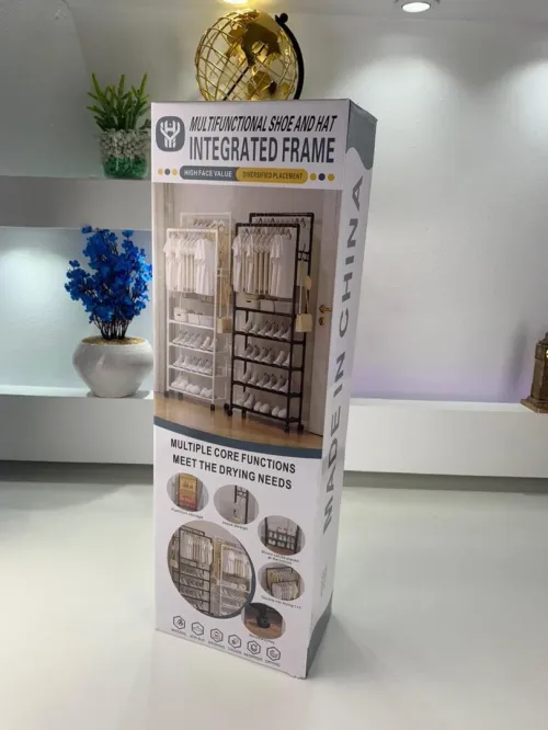 Perchero Organisateur à 4 Niveaux avec Roues pour Vêtements et Chaussures 