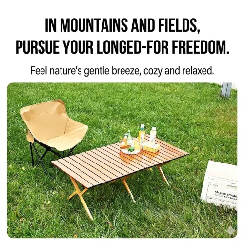 Table Pliable Outdoor Aluminium  Style Bois Élégant