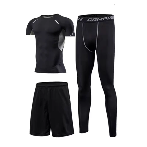 Ensemble Sport Homme 3 Pièces  Tenue de Compression Fitness & Running