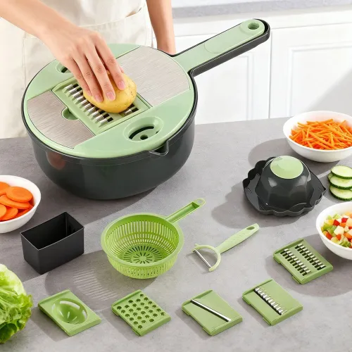 Râpe Multi-usage 9-en-1 pour Découpe de Légumes Rapide