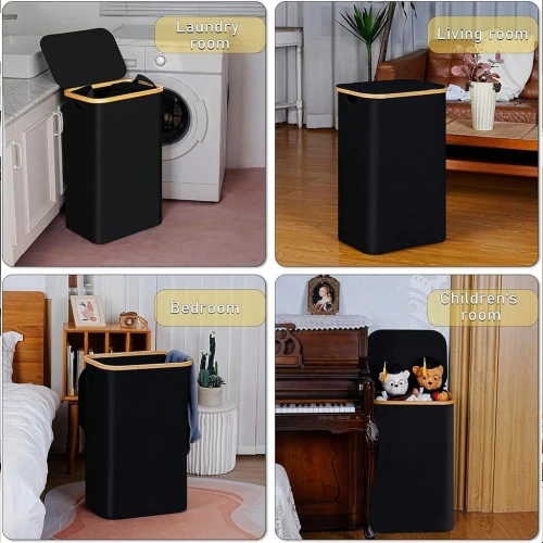 Panier à Linge 70L Pliable avec Couvercle  Robuste et Pratique