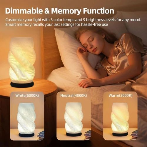 Lampe de Chevet Design avec Vase LED  9 Niveaux de Luminosité