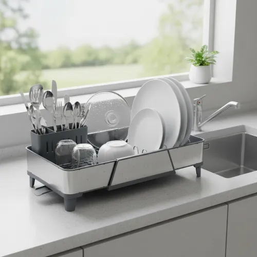 Égouttoir à Vaisselle Alpha Extensible  Acier Inoxydable Antirouille