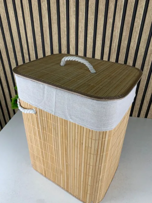 Panier à Linge Bambou Grand Format  Rangement Pratique et Élégant