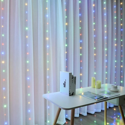 Rideau de Lumières 3-3 m 220V pour Jardin Balcon et Fêtes