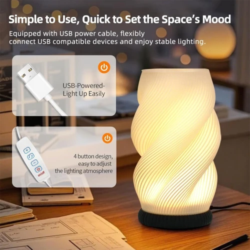 Lampe de Chevet Design avec Vase LED  9 Niveaux de Luminosité