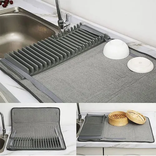 Tapis Égouttoir en Microfibre avec Base Amovible  Séchage Rapide