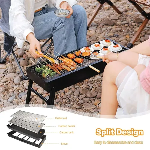 Barbecue Portable Pliant en Inox pour Camping et Jardin