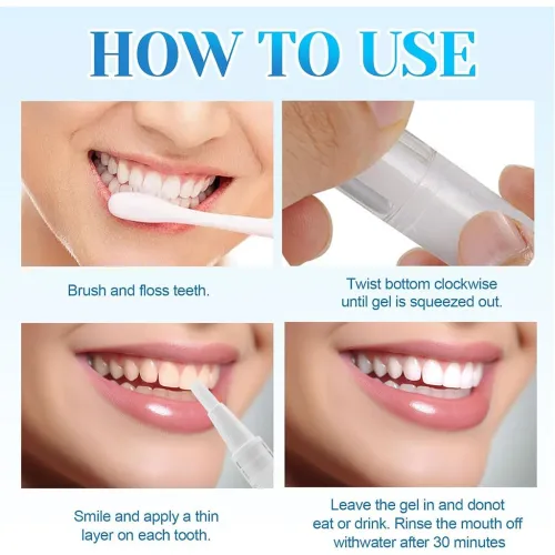 Stylo pour Blanchiment des Dents 2 Parties avec Brosse Douce