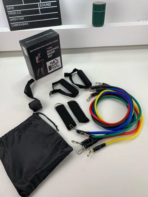 Cordes élastiques de musculation Ensemble de bandes pour sport 11Pcs (5Kg-45Kg)  طقم التدريب المنزلي