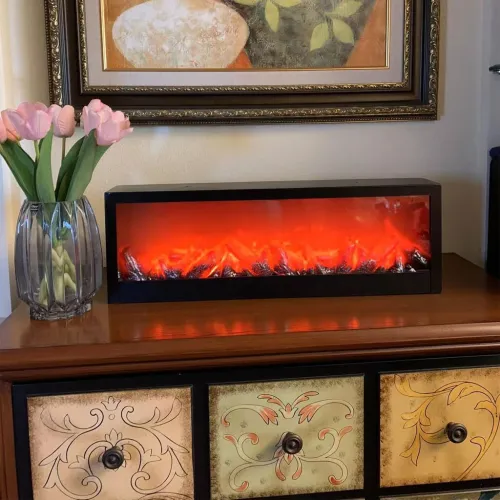 Cheminée Décorative LED avec Effet Flammes  Forme Rectangulaire