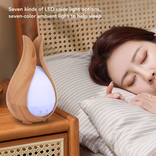 Humidificateur 200ml à Grain de Bois avec 7 Lumières de Couleur