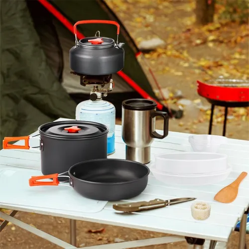Set Cuisine Portable en Aluminium pour Outdoor  Camping et Randonnée