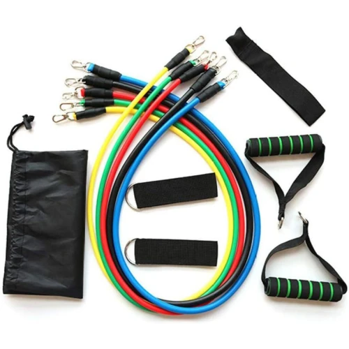 Cordes élastiques de musculation Ensemble de bandes pour sport 11Pcs (5Kg-45Kg)  طقم التدريب المنزلي