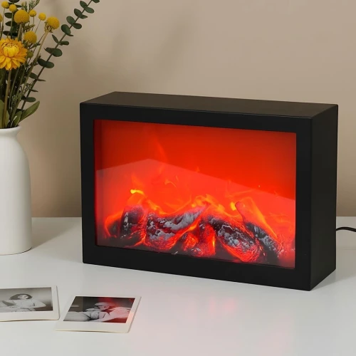Cheminée LED Moderne Effet Flamme  Forme Rectangulaire