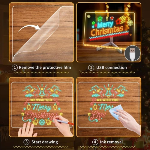 Tableau dÉcriture LED Lumineux avec Stylo 7 Couleurs