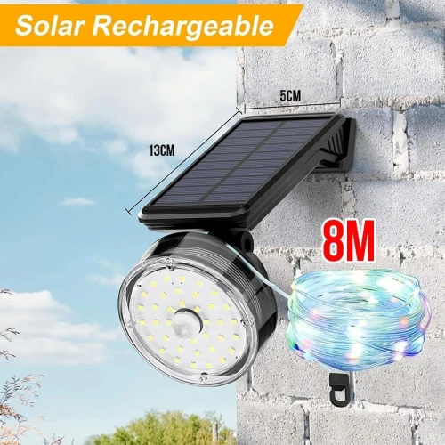 Applique Murale Solaire  Détecteur de Mouvement + Guirlande LED