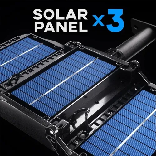 Projecteur Solaire Extérieur 800 LED  Super Lumineux, 3 Panneaux et Télécommande