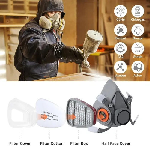 Masque de Sécurité Anti-Gaz et Vapeurs  Idéal pour Travaux de Peinture au Plomb