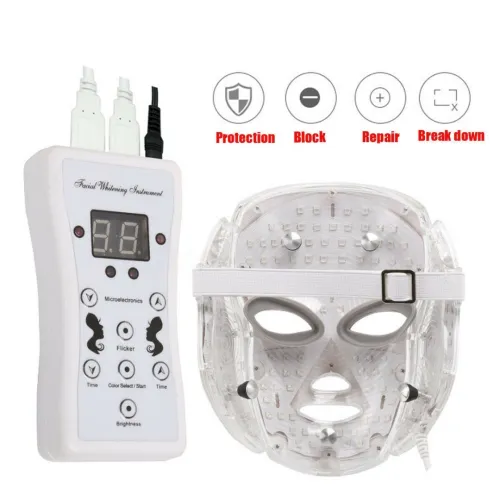 Masque LED Thérapie Photonique  Anti-Âge et Rides, 7 Couleurs Visage Cou