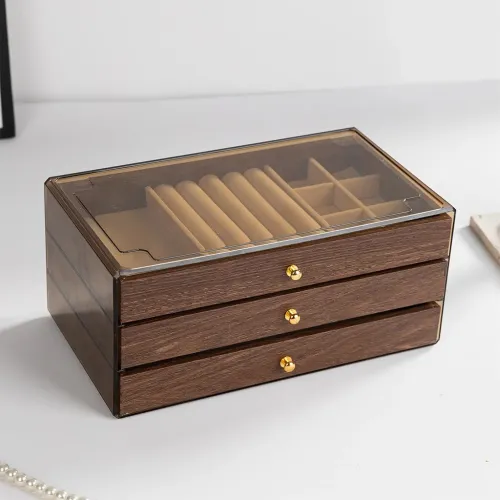 Coffret de Rangement pour Bijoux en Bois Noyer