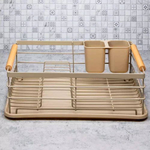 Égouttoir de Cuisine Compact avec Bac dÉgouttage + Porte-Couverts