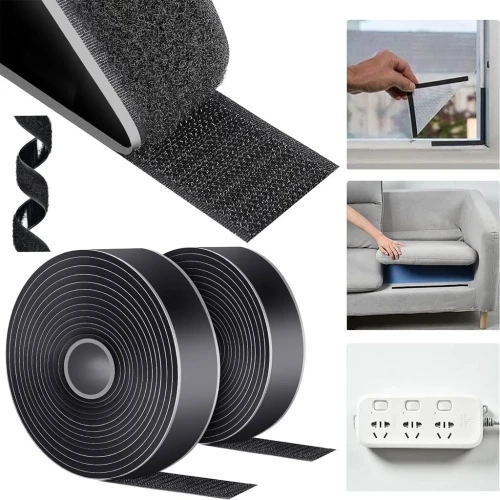 Ruban Velcro Noir 200cm x 2cm  Scratch Autocollant Double Face