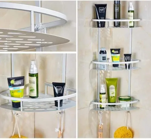 Coin Support pour salle de bain en Aluminum 3 ÉTAGÈRES