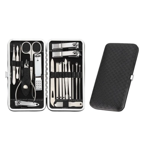 Kit Coupe-Ongles Pédicure 16PCS avec Ciseaux, Pince à Épiler et Outils Pro
