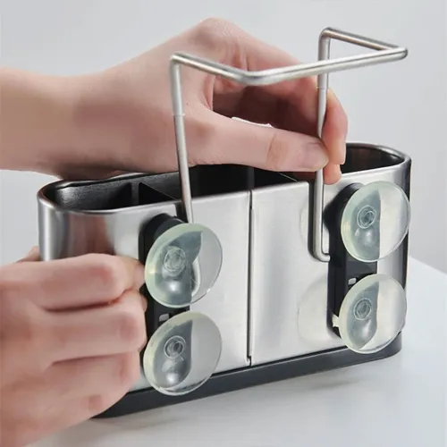 Porte-Éponge pour Évier en Acier Inox  Organiseur de Cuisine