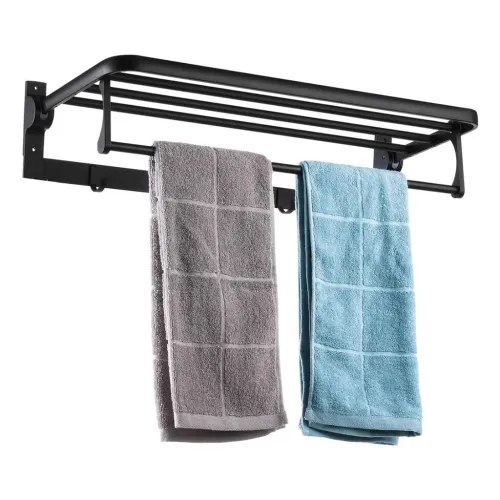 Support Mural pour Serviettes V2  Aluminium Noir Pliable et Élégant