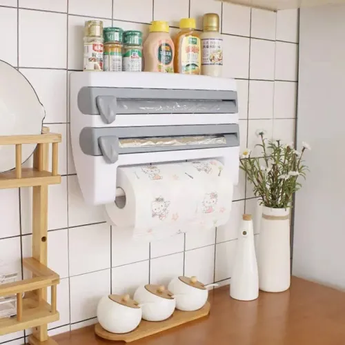 Porte-Serviettes en Papier Mural Multifonction 4En1  موزع الورق في المطبخ