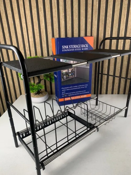 Étagère de Rangement Sous Évier Réglable et Extensible 2 Niveaux