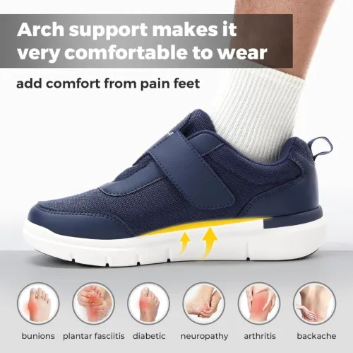 FitVille Chaussures de Marche Homme pour Pieds Larges Basket sans Lacets Confortables Respirantes 