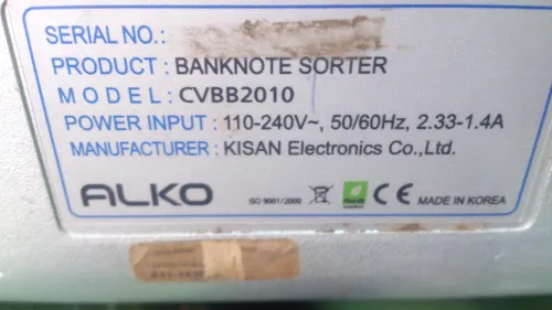 Lot compteuse de billets kisan alko cvbb2010  en panne