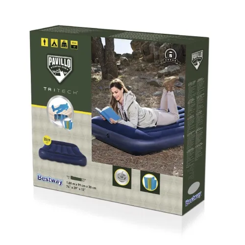 Bestway 67680 Pavillo Matelas Gonflable avec Oreiller intégrée 188x99x30 cm