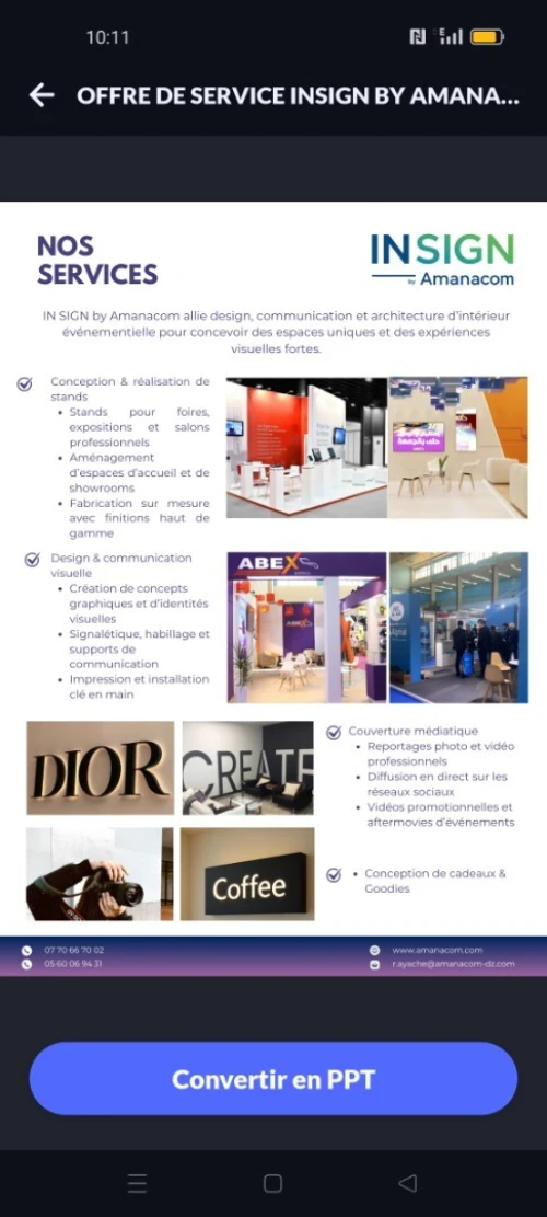 Offre de service de INSIGN BY AMANACOM 
