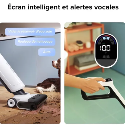 Balai Aspirateur Laveur Sans Fil Roborock Flexi Lite-17000pa - 40 Min Autonomie - Flexible-Écran LED
