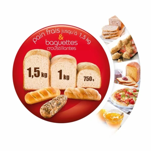 Machine À Pain Moulinex Home Bread Baguette Noir 1,5 Kg 19 Programmes OW611810