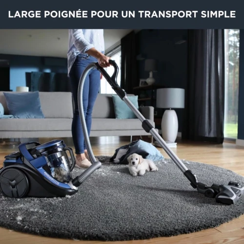 Aspirateur Sans Sac ROWENTA RO7691EA SILENCE FORCE CYCLONIC ANIMAL CARE PRO SILENCIEUX 550W BLEU