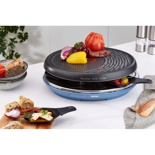 Tefal Raclette Colormania 3en1 Appareil à Raclette Grill et Crêpe , 8 Coupelles 1050W RE310401