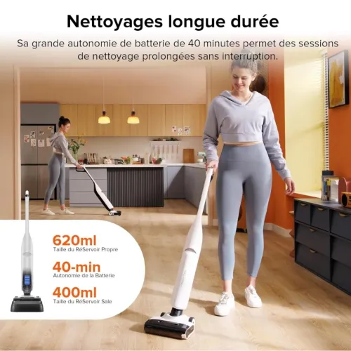 Balai Aspirateur Laveur Sans Fil Roborock Flexi Lite-17000pa - 40 Min Autonomie - Flexible-Écran LED