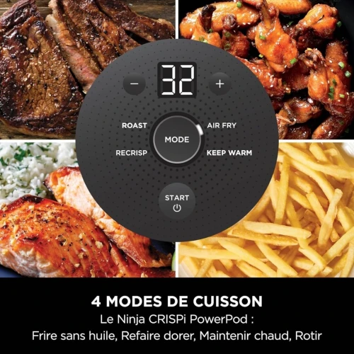 Ninja CRISPi Friteuse Sans Huile Portable 3,8L 4En1 Frire Sans Huile 1700W